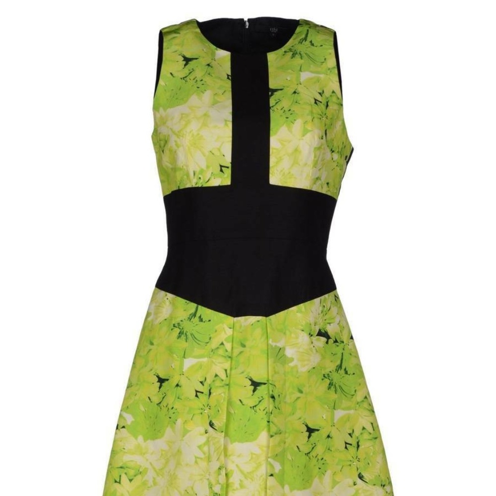 Tibi Neon Green + Black Mini Dress